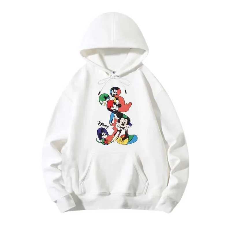 Disney-Moletons femininos Mickey Mouse, moletom dos desenhos animados, capuz feminino, roupas kawaii, streetwear outono, pulôver inverno, moda