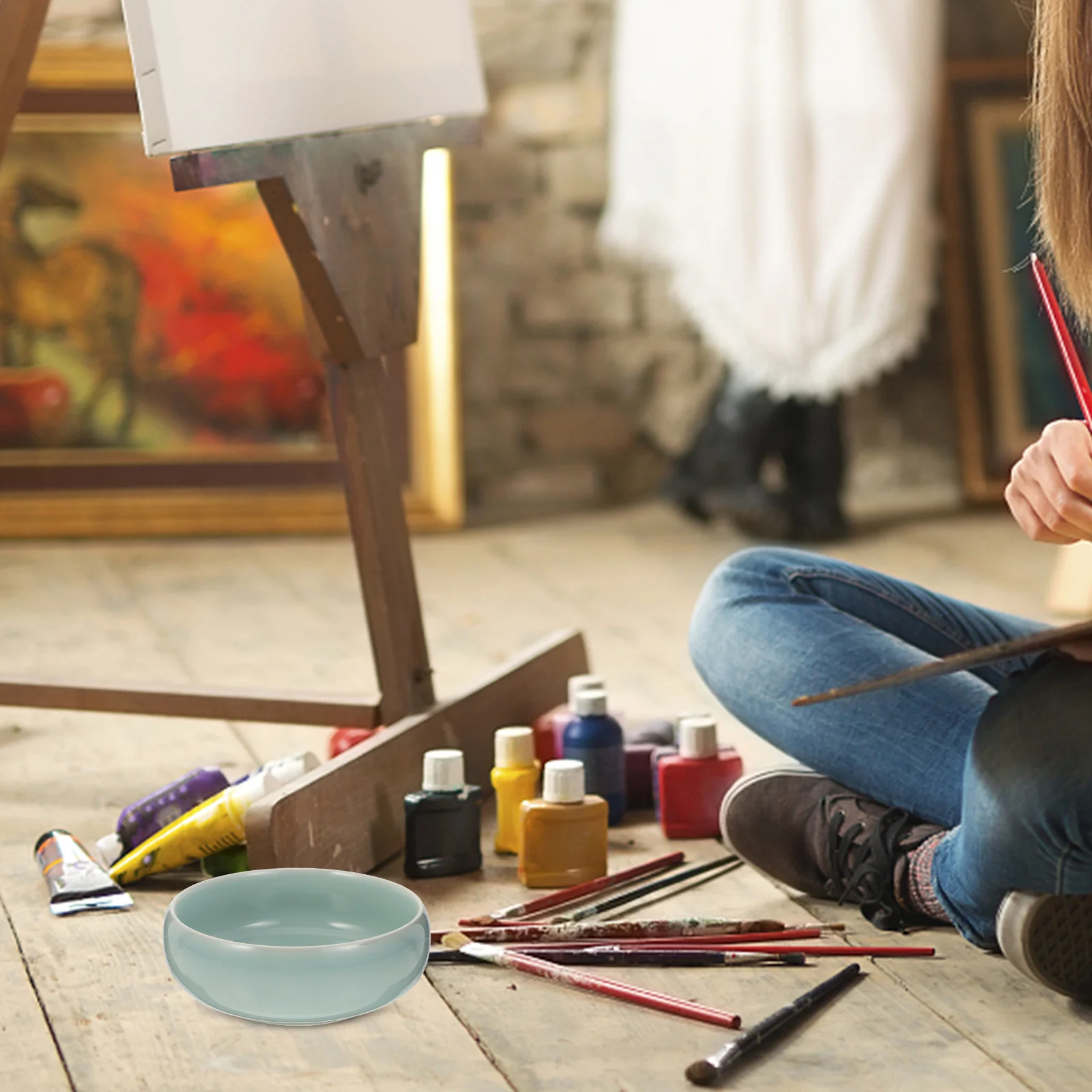 

1Pcs Ceramic Ink Dish Long-Lasting Ink Brush Storage Holder Smooth Glaze Non-Fading Office Calligraphy Supply