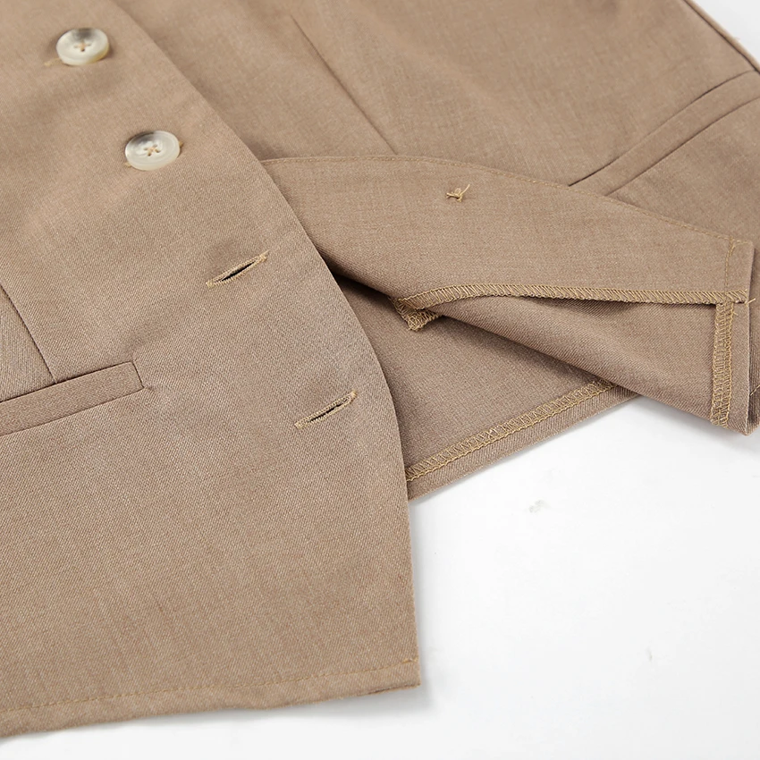 Gilet monopetto da ufficio Linad con pantaloni lunghi a vita alta Set da 2 pezzi Elegante top con scollo a V Pantaloni a gamba larga con tasche