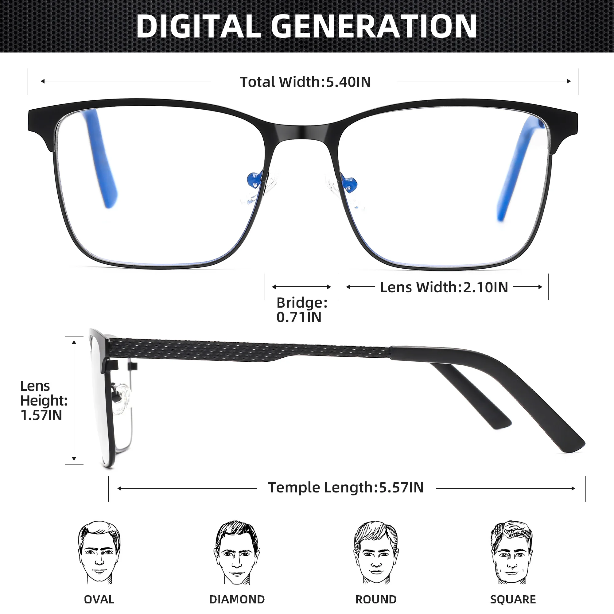 JM Men Blue Light Reading Glasses Ultralight Fashion High Quality Large Frame Square Business Reading Computer Eyeglasses