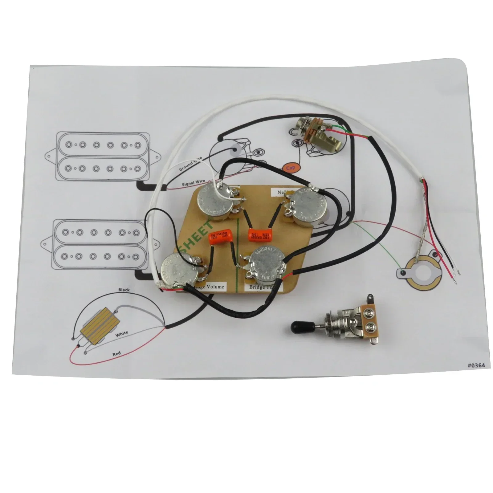 Pre-Wired Loaded Guitar Pickups Harness 4-Piece Set with Pots - Guitar Wiring Components for Electric Guitar Parts Modification