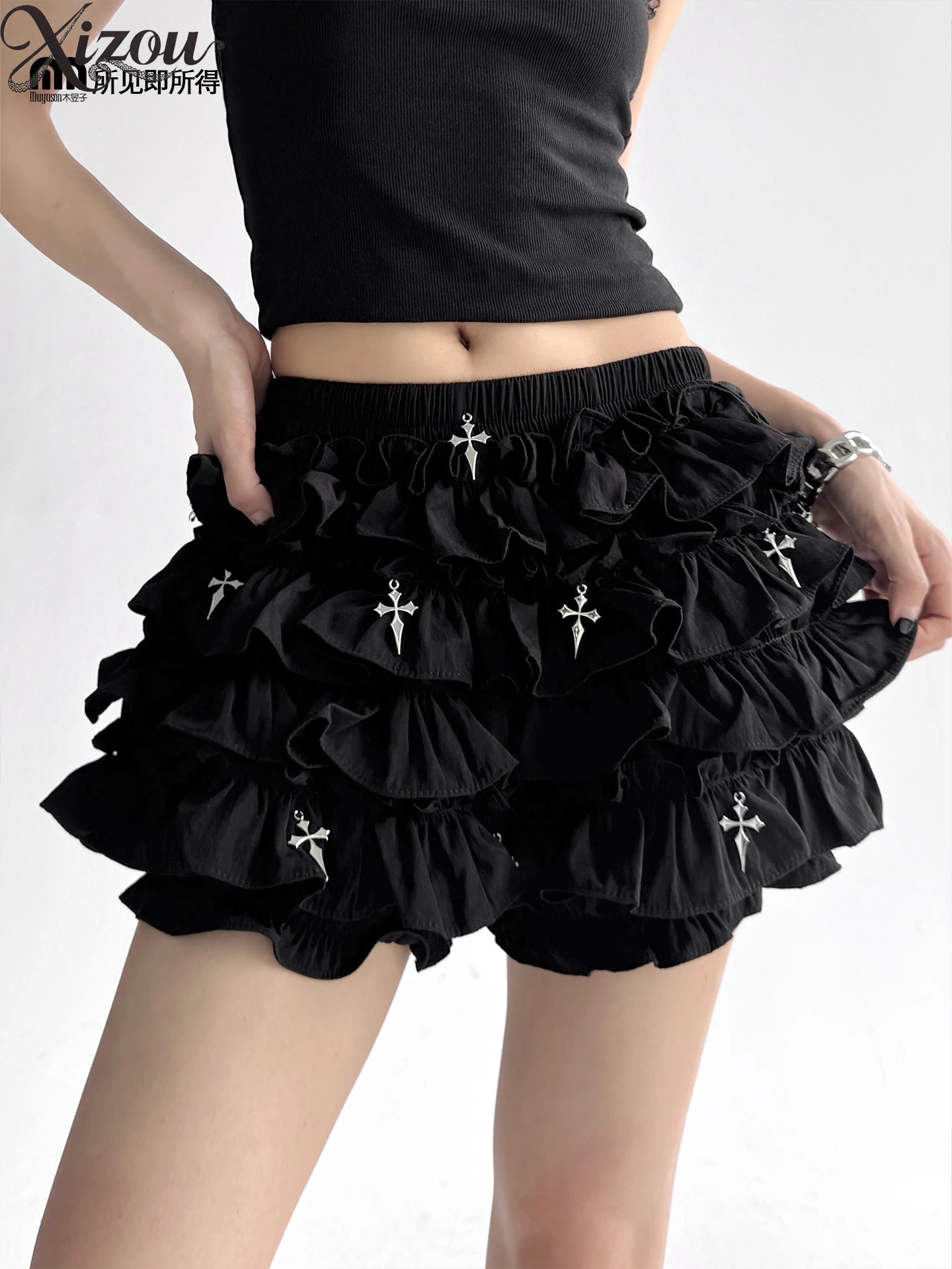 

Y2k Style Goth Dark Wind Cake Tutu Sweet Cute Short Pants 2025 New Women's Spring and Summer Shorts Skirts for Lady Fashion