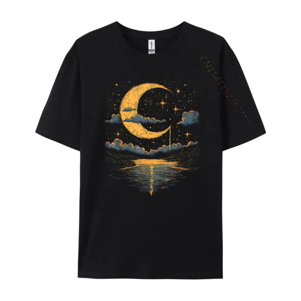 

Boho Moon Aesthetic Vintage T Shirts Graphic Tees For Men Plus Size Classic Camisas De Hombre Cotton T shirt