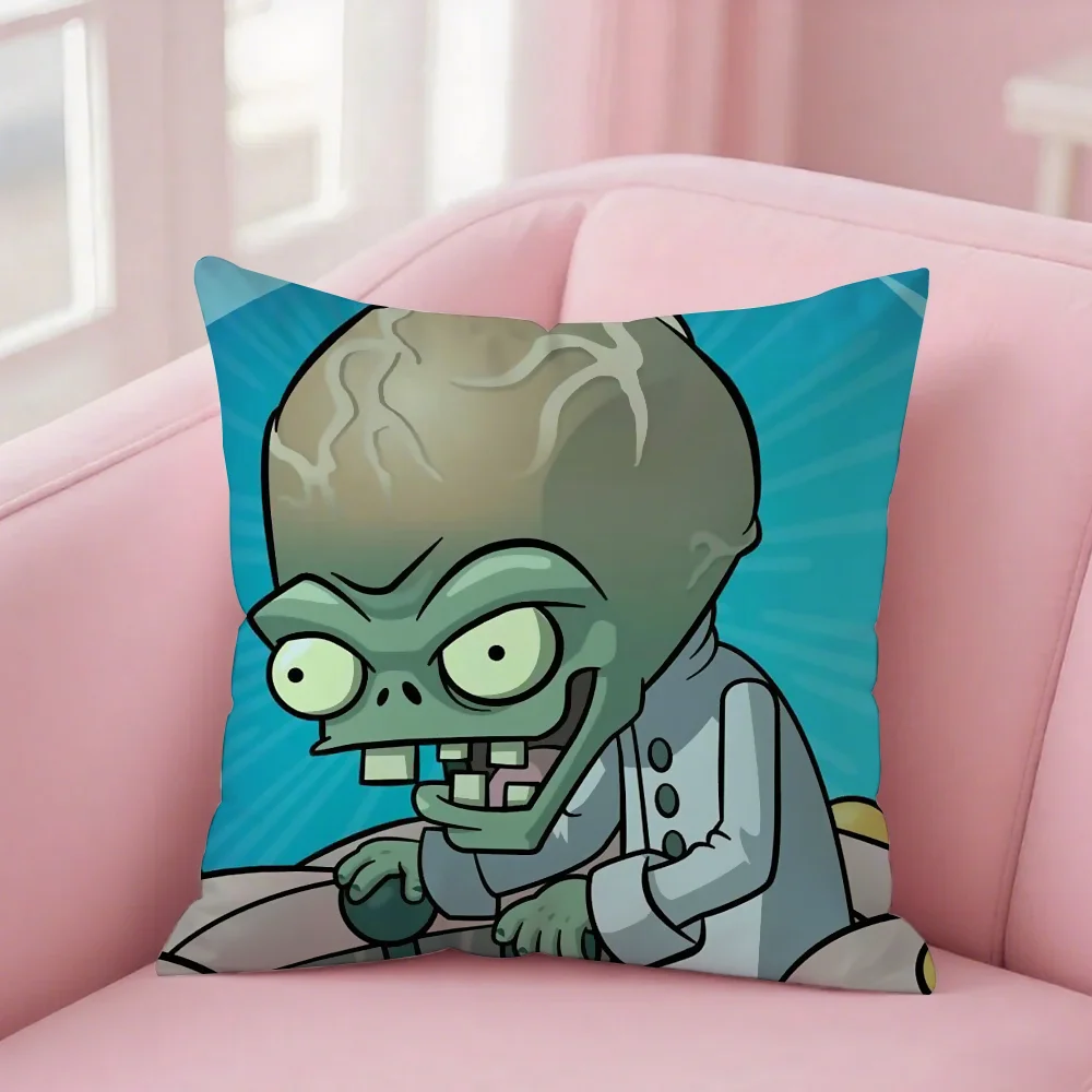 لعبة P-Plants Vs Z-Zombies Strategy كيس وسادة مربع على الوجهين الطباعة قصيرة أفخم غطاء وسادة أريكة غرفة نوم السرير #3