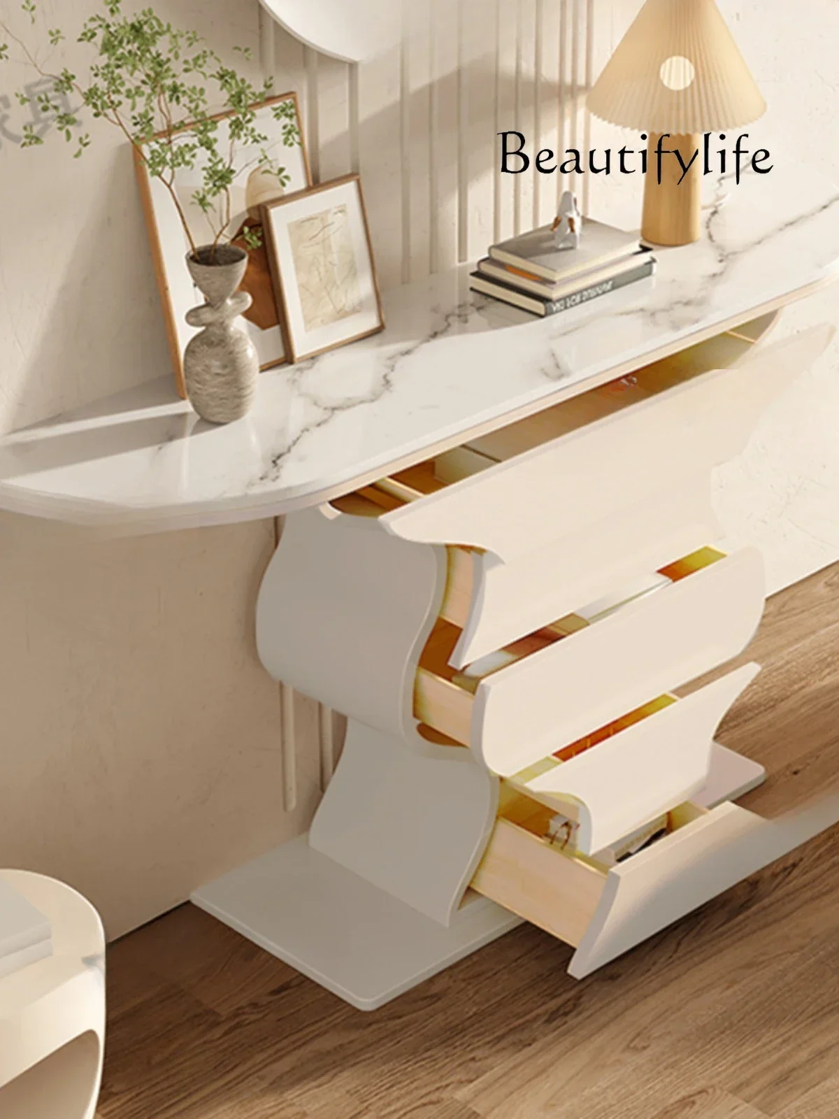 

Italian High-End Entrance Cabinet Side View Sets Aisle Corridor Decoration a Long Narrow Table Storage Console Tables