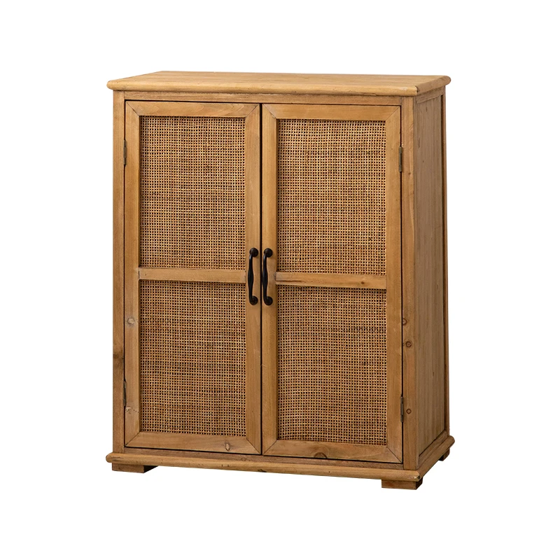 

Chinese-style rectangular rattan solid wood cabinet, shelf display, small cabinet figure collection storage locker entrance