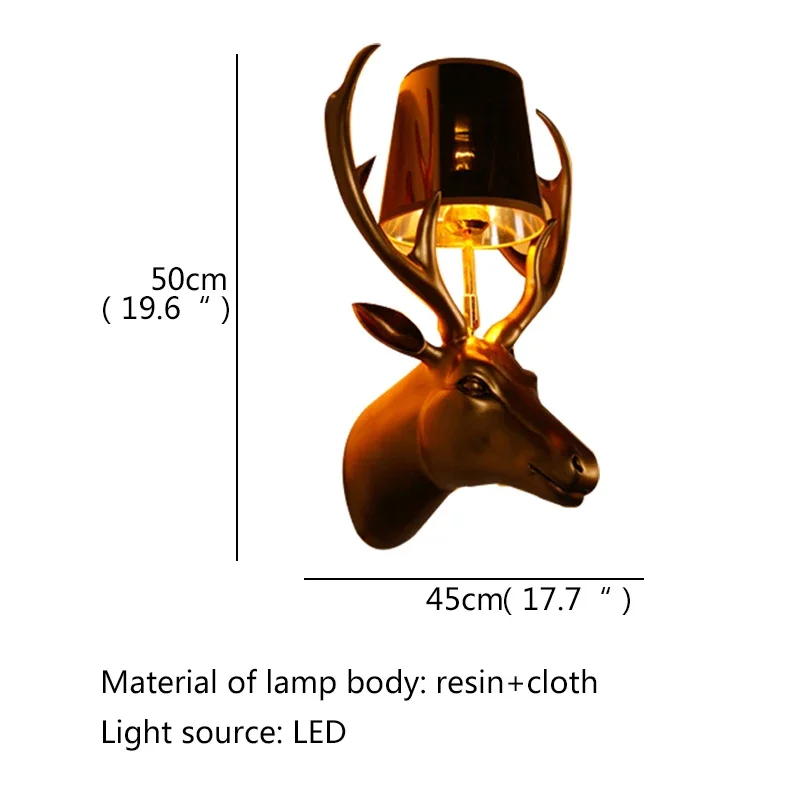 KERWIN โมเดิร์น Antlers โคมไฟติดผนัง Creative Gold LED ในร่มโคมไฟสําหรับตกแต่งบ้านห้องนั่งเล่นห้องนอนข้างเตียง Porch