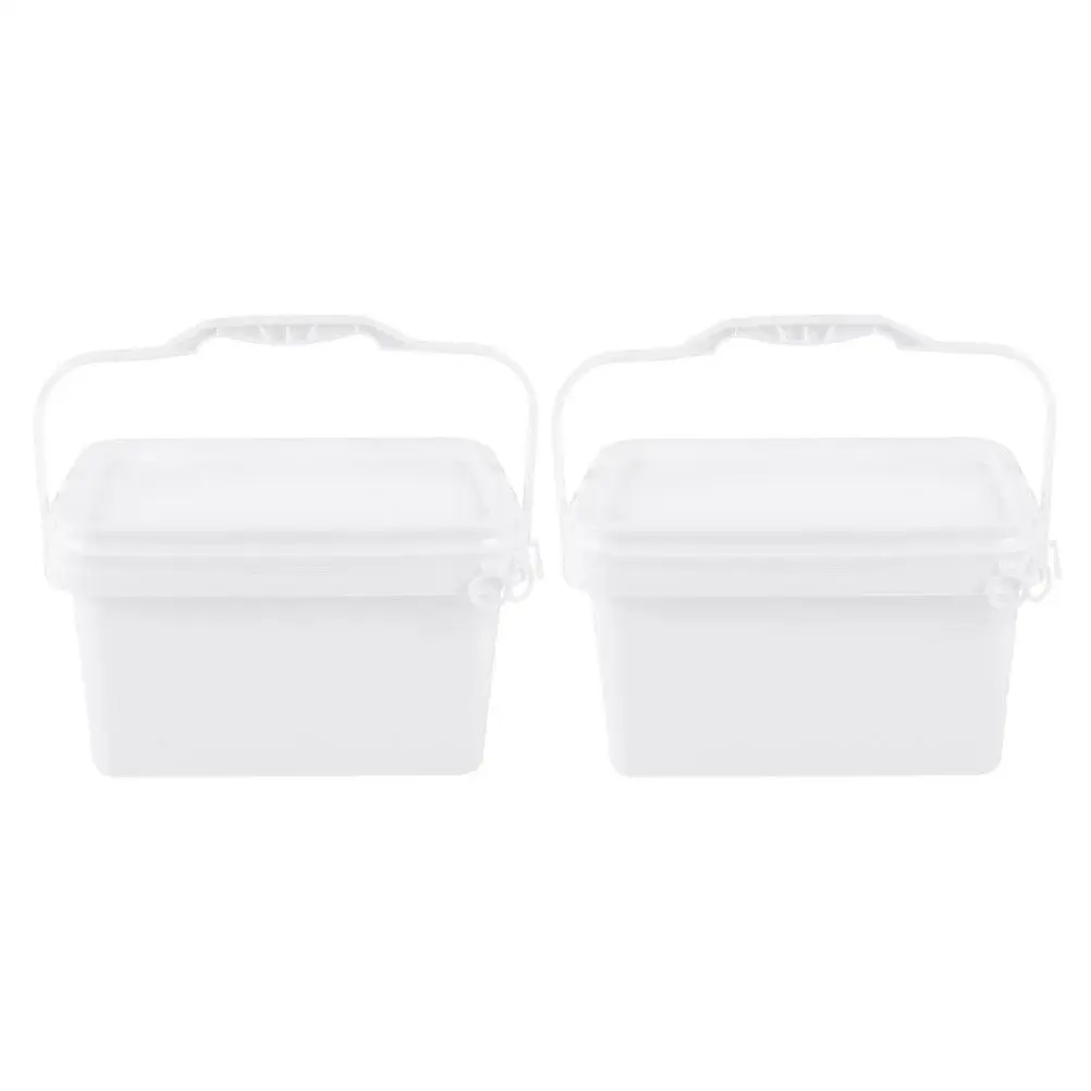 

2 Pcs Paint Bucket with Lid Plastic Container Storage Holder Handle Can Packaging Barrel Favor Containers Painting