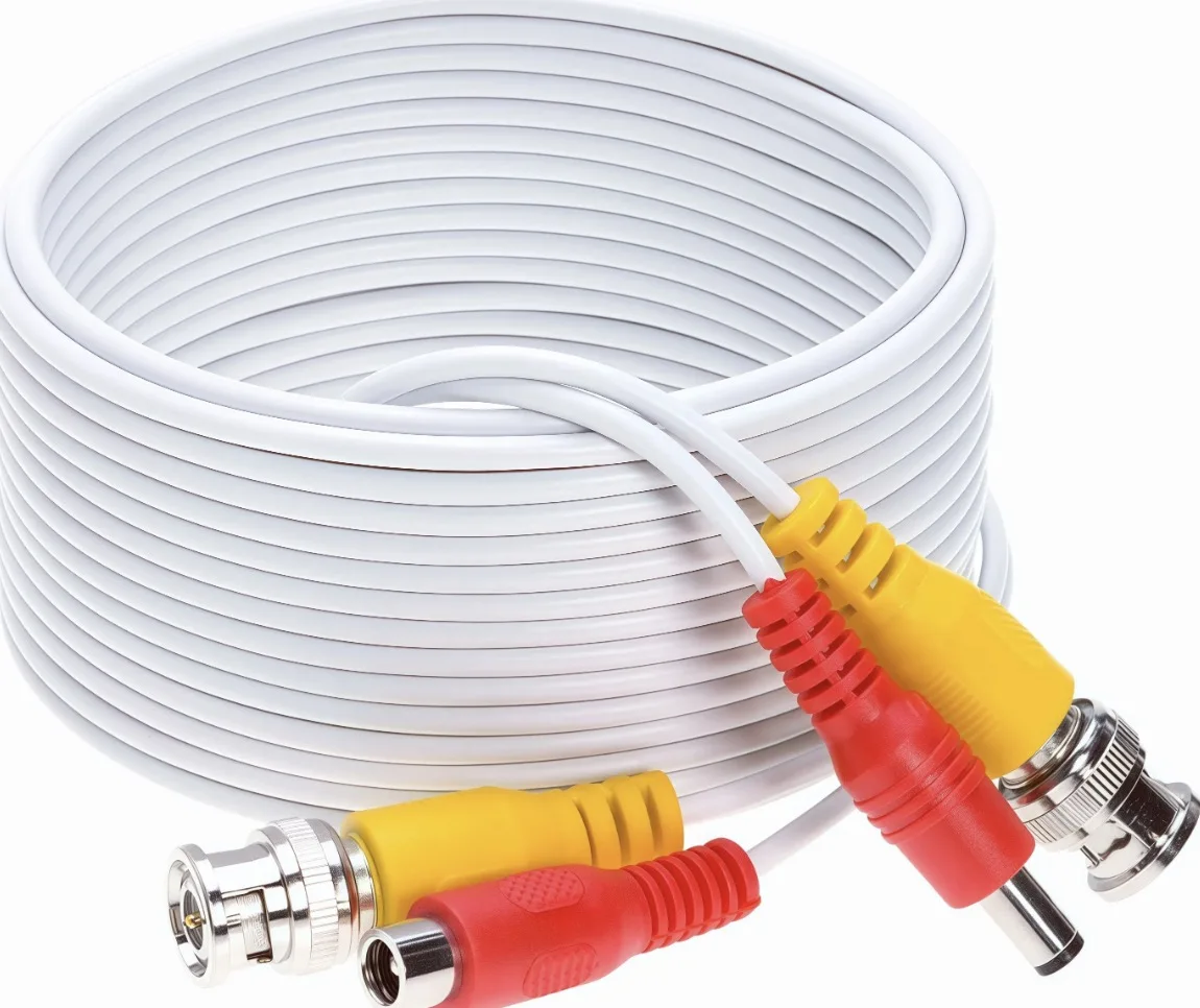 Видеокабель питания, комплект камеры видеонаблюдения, адаптеры RCA BNC, разъемы постоянного тока, ПВХ для монитора HDTV, аудио-видео