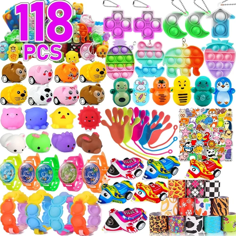 

118 Pack Party Favor for Kids 4-8-12, Treasure Box Toys, School Classroom Prizes, Pinata Stuffers Goodie Bag Fillers, Treasure