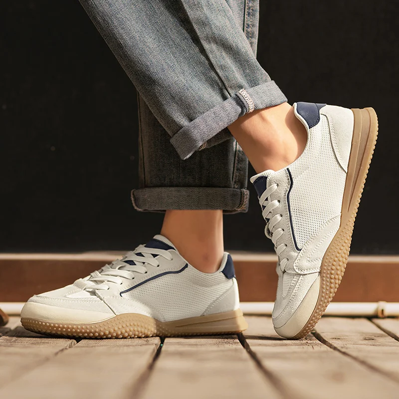 AS Summer Trendy Retro Men's Casual Sneakers Versatile Comfortable Patchwork Training Shoes Round Toe Lace-Up Flats Sports Shoes