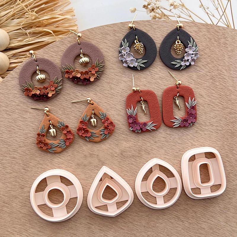 Fall Autumn Winter Basic Donut Polymer Clay Cutters Geometric Figure for DIY Earring Jewelry Pendant Ceramic Clay Making Tools