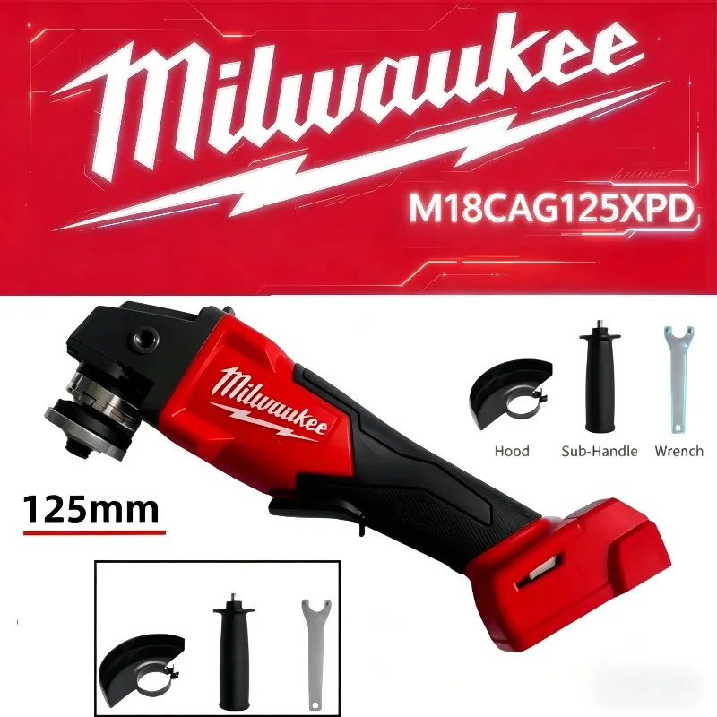 Original Milwaukee M18 Battery 6.0Ah, Cordless Angle Grinder Milwaukee M18 125mm with Braking Variable Speed Cutting Polishing