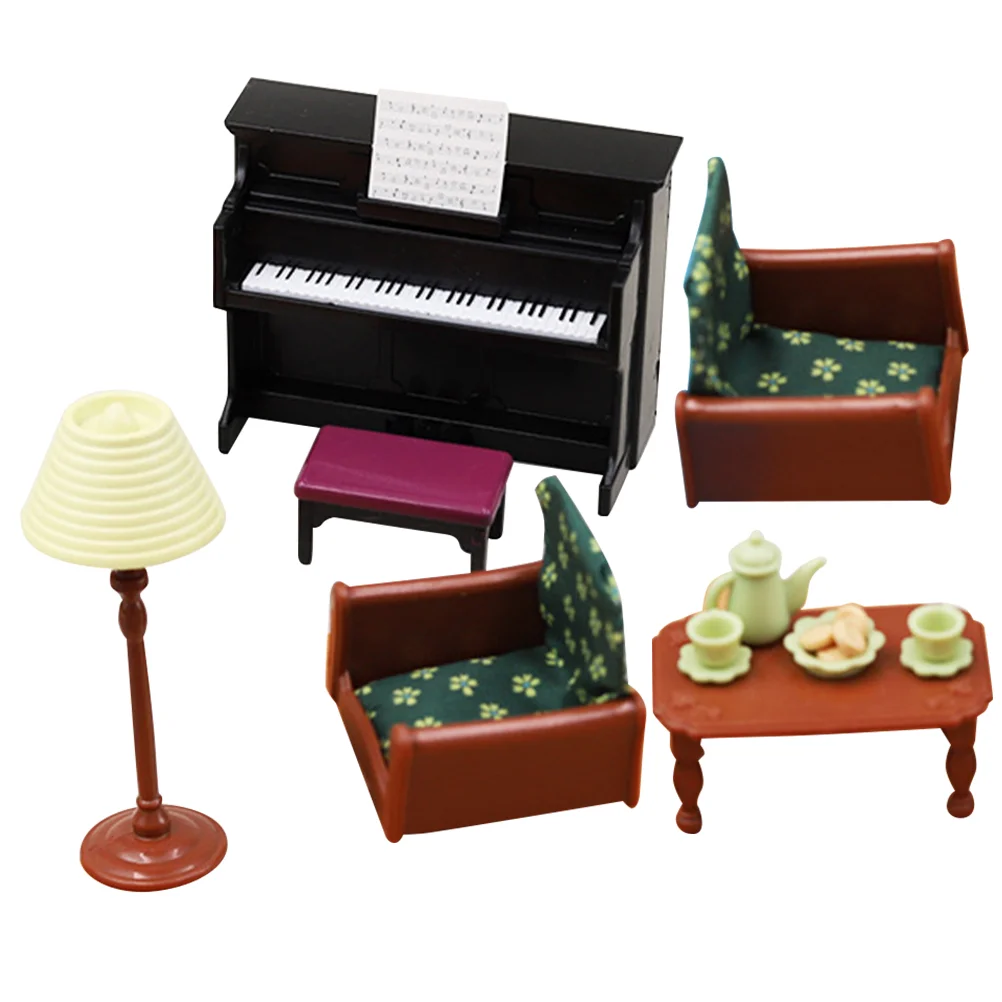 Sofa Piano Tea Set Miniature Model Lovely House Decor Wear-resistant Toy Supplies Miniatures for Crafts Food Toys