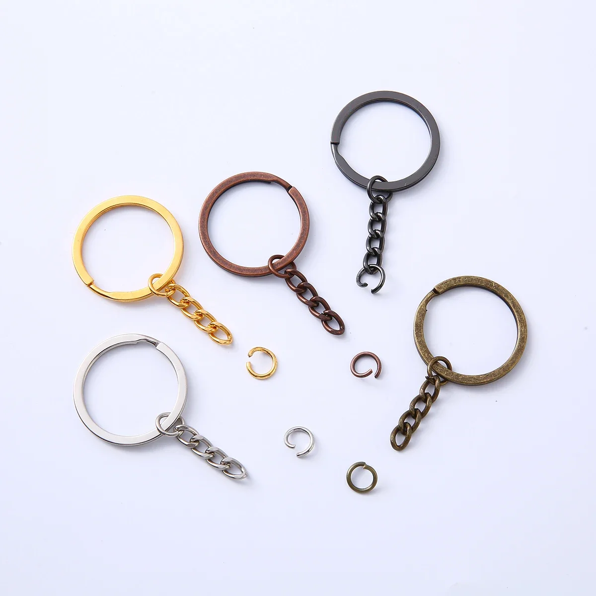 10/20/50/100 pcs/lot Key Ring Key Chain 6 Colors Plated 30mm Round Split Keychain Keyrings Wholesale