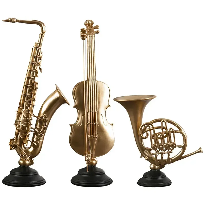 Musical Instruments Miniatures Resins Crafts Music Violin Saxophone Model Figurines Home Decoration Living Room Bookcase Desktop