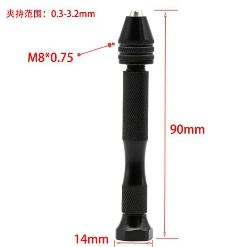 Mini Black Aluminum Alloy Hand Twisted Diamond Diamond Bodhi Play Model Drilling DIY Tool Set