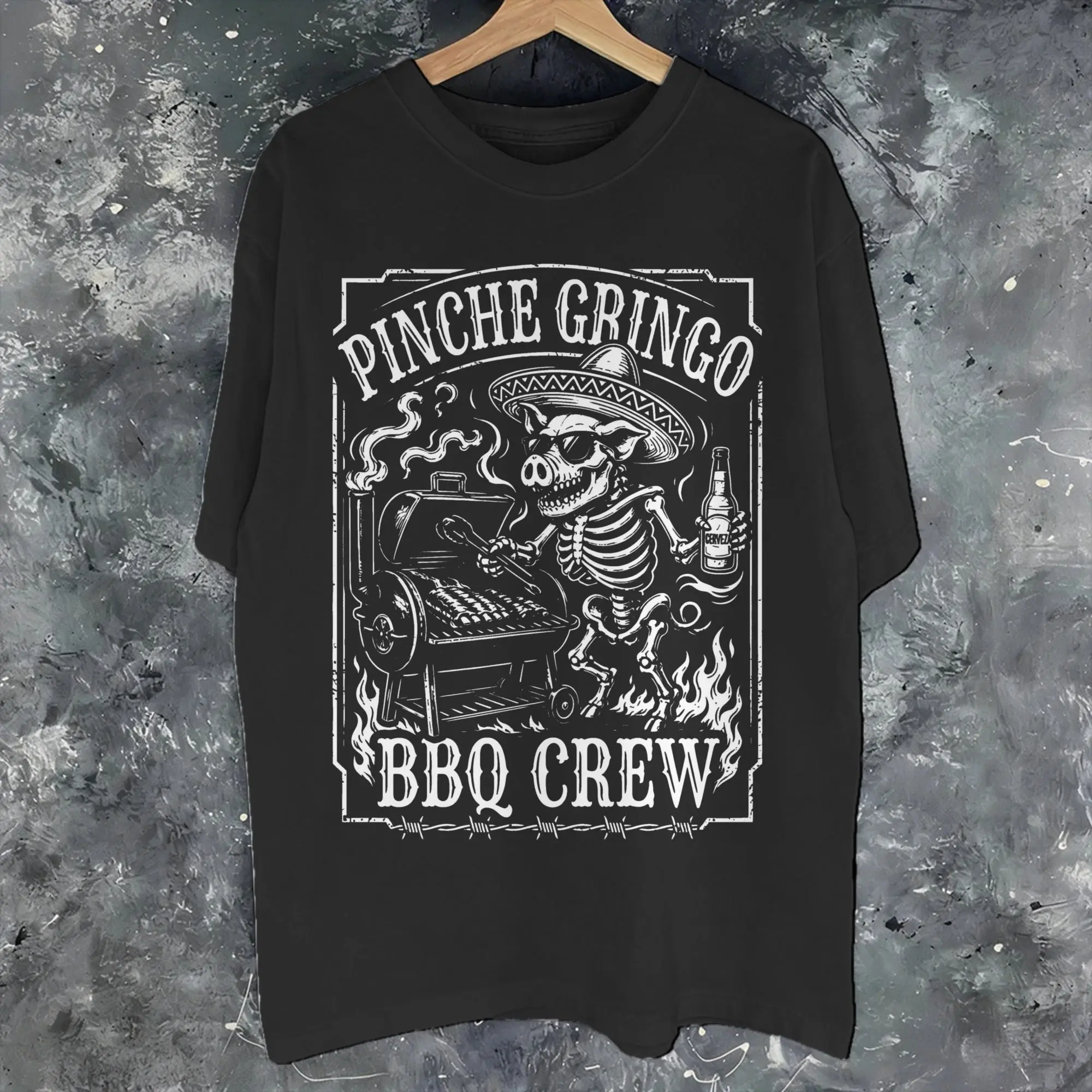 Men Women Printed Pinche Gringo BBQ Crew 91180776  Tee T Shirt Pure Cotton  T-shirts Clothes