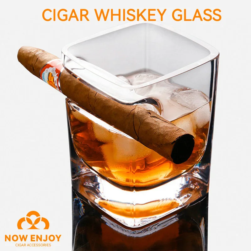 

Drinkware Glass for Whiskey and Cigar Glass on Top Cups Tiki Fashion Tumbler Accessorries Made of Lead-free glass