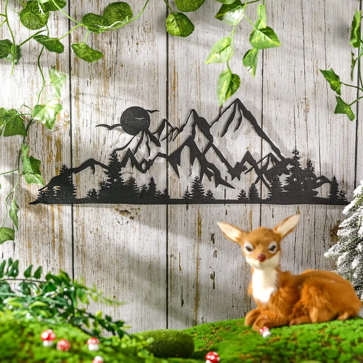 Mountain Range Metal Wall hanging Decor, Summit iron Sign Rustic Art, Mountain home Decor Forest room Decor Accent Sign