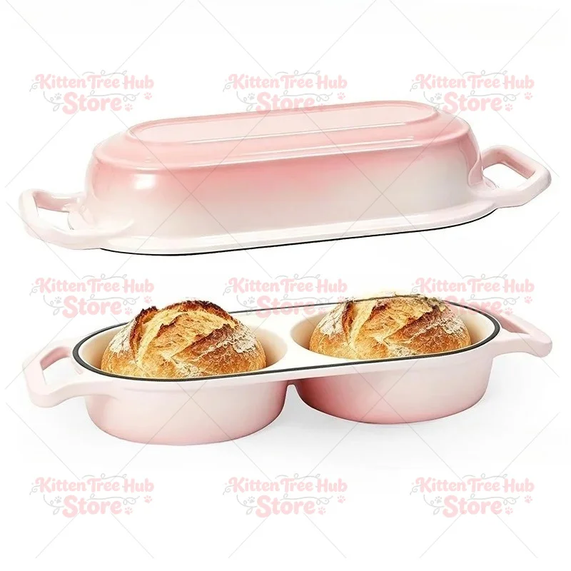 Suitable for double oven bread baking enamel cast iron oven pan double round bread mould