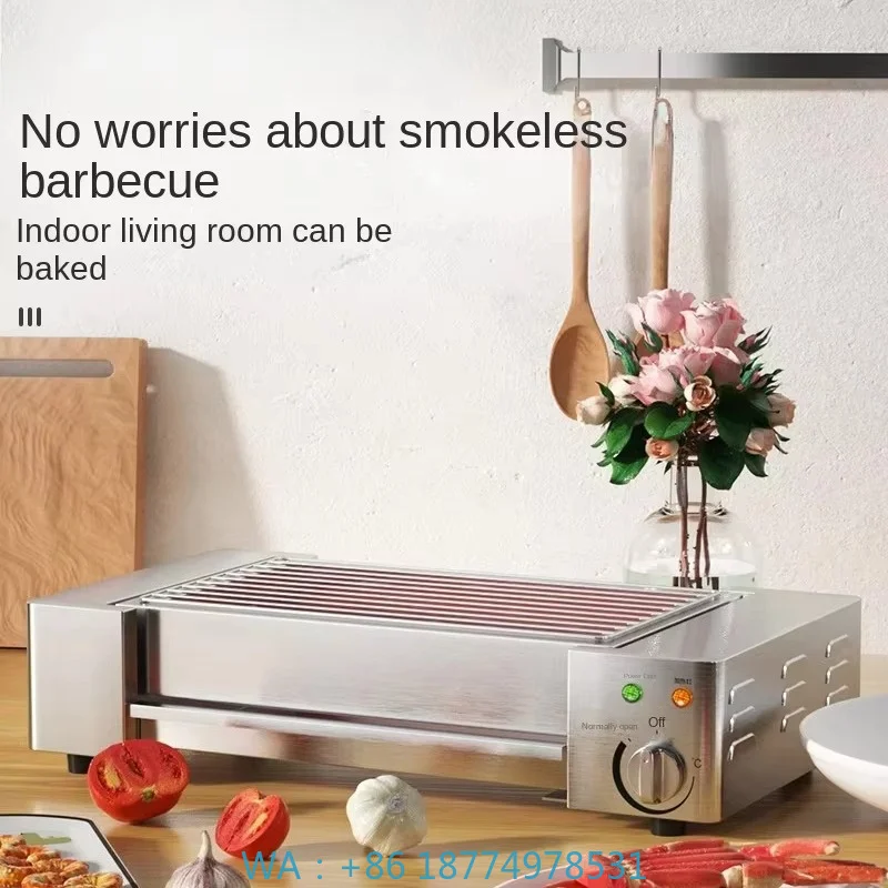 Compact Portable Stainless Steel Smokeless Roasting Station for Indoor Use, Suitable for Kebab and Beef Cooking