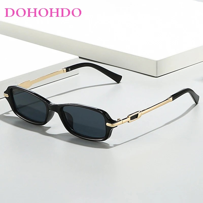 

Vintage Metal Rectangle Sunglasses For Women Men Small Frame Popular Brand Designer Eyewear Outdoor Travel Driving Shades UV400