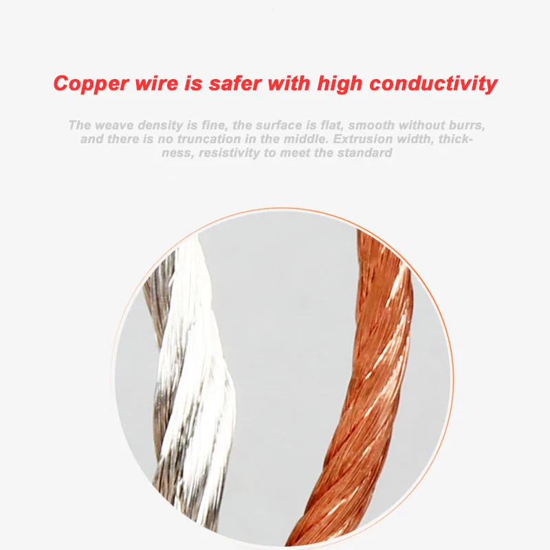 1m Red Copper Braid Wire Tin-plated Braided Tape 2.5-95 Square Conductive Rope Soft Connection for Electrical Applications