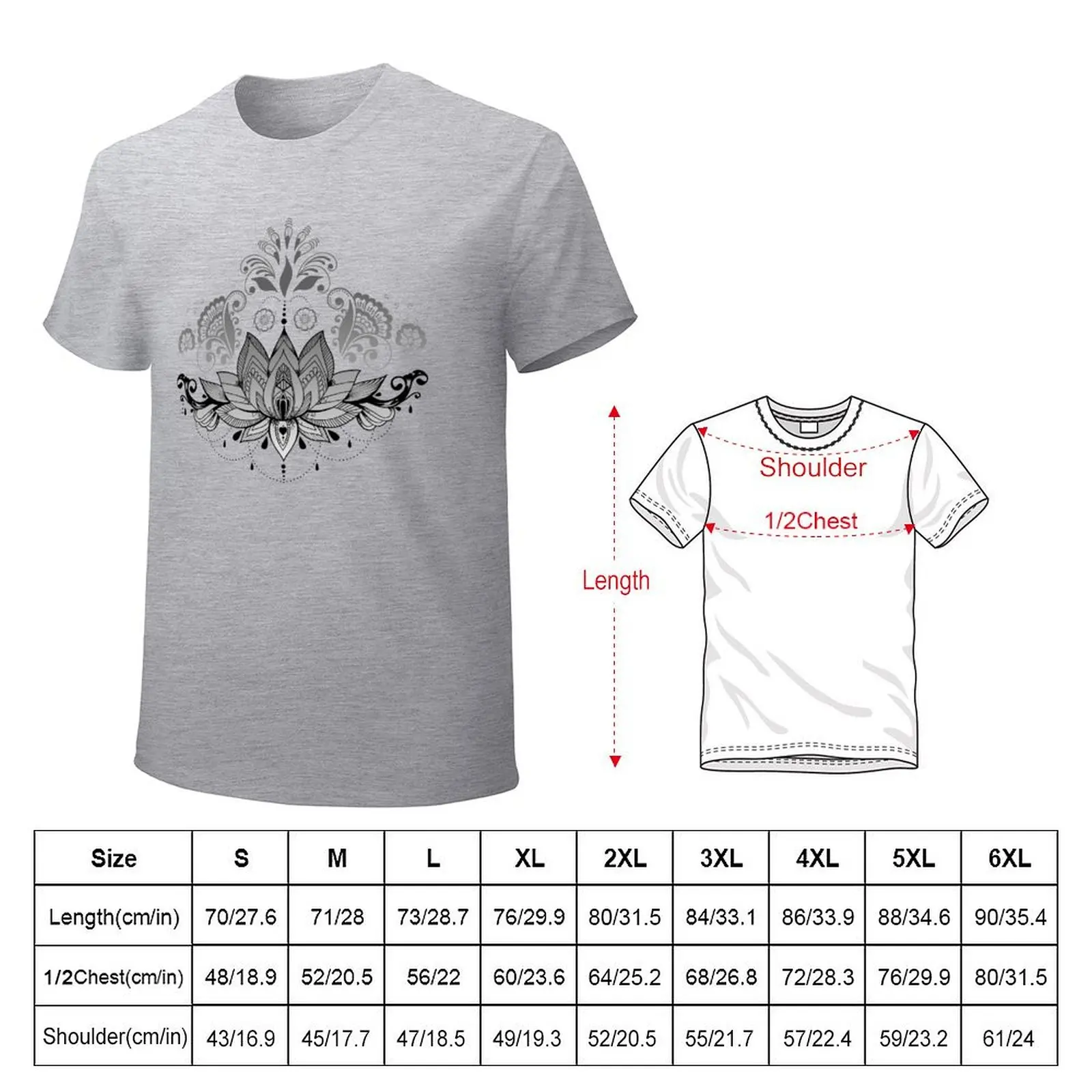 Grey Lotus Flower T-Shirt animal prinfor boys summer top summer tops black t shirts for men