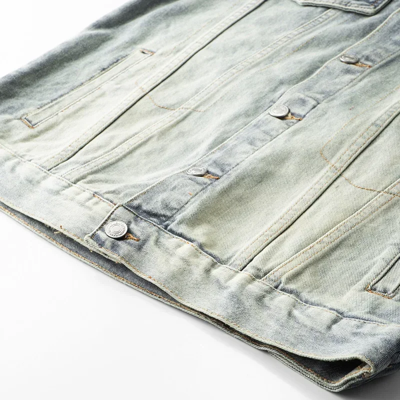 الخريف الرجال Vintage الدينيم الستر موضة دراجة نارية سترة معطف الذكور السترات رجل جودة عالية الرجال فضفاض الجينز الستر #6