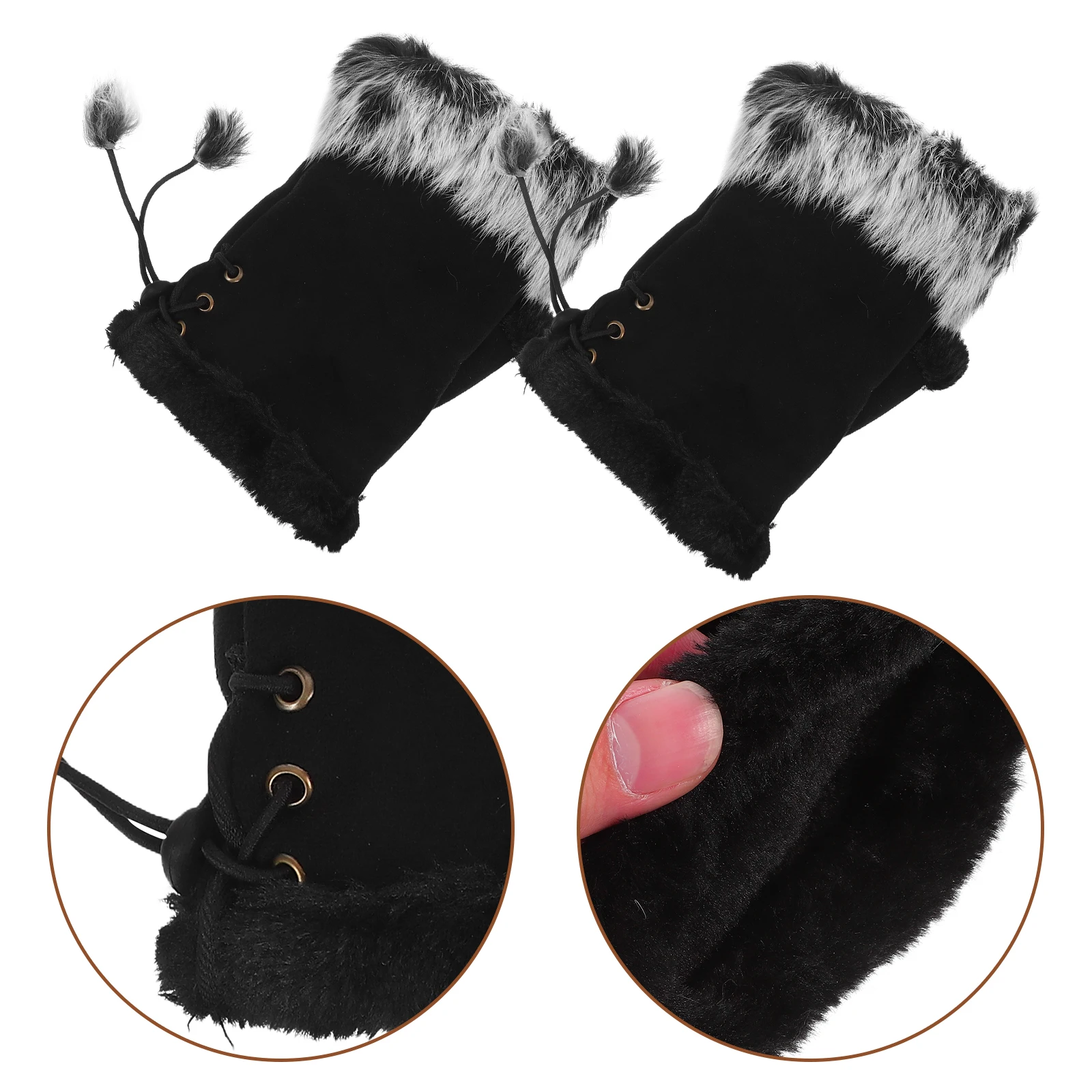 

1 Pair Half Finger Gloves Women Wool Fingerless Winter Warm Short Hand Warmer For Christmas Gift Touch Screen Use Lightweight