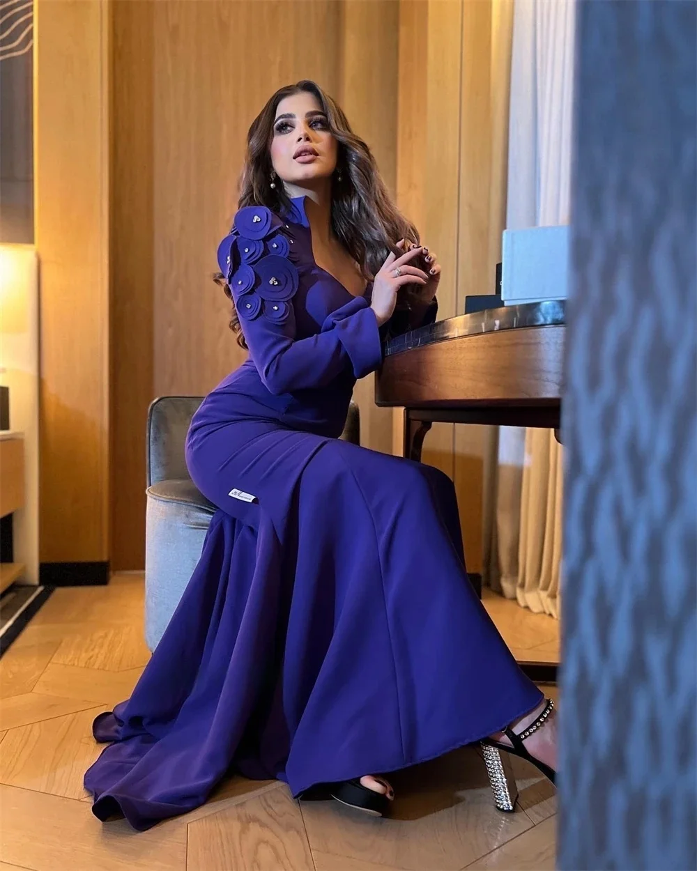 

Formal Beaded Long Sleeves Bespoke Occasion Gown Evening Dresses Pastrol Unisex Jersey Retro Dubai Saudi Arabic Prom Customized