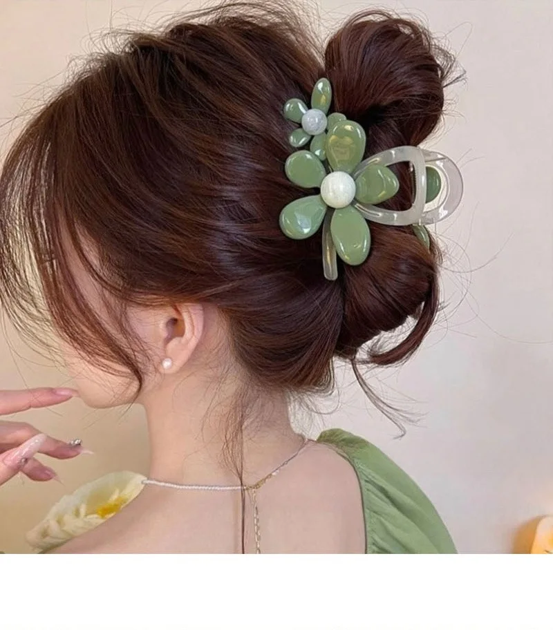 YHJ Elegante Artiglio per Capelli a Fiore Clip per Artigli Floreali alla Moda per Ragazza Stile Coreano Dolce e Carino Clip per Capelli a Granchio Accessori per Capelli per Le Donne