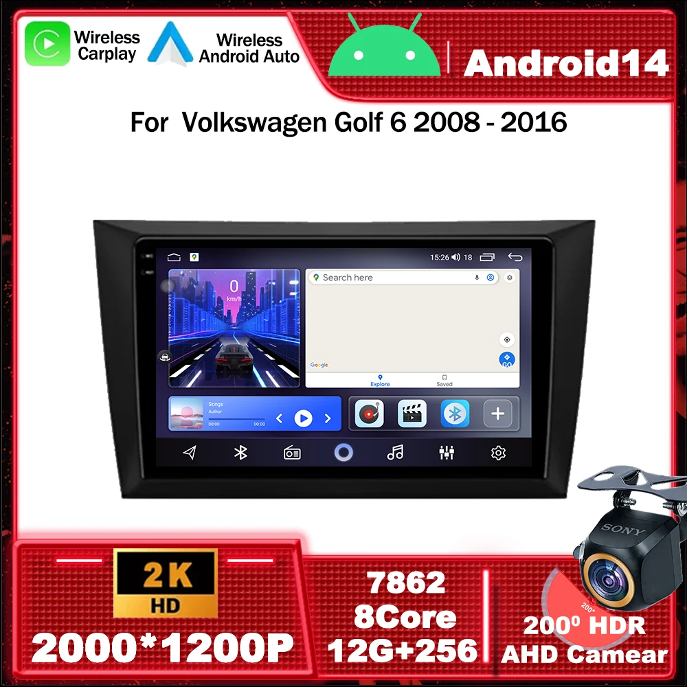 

Android 14 Car Radio Multimedia Video Player Navigation GPS For Volkswagen Golf 6 2008 - 2016 WIFI BT 4G QLED Screen Head Unit