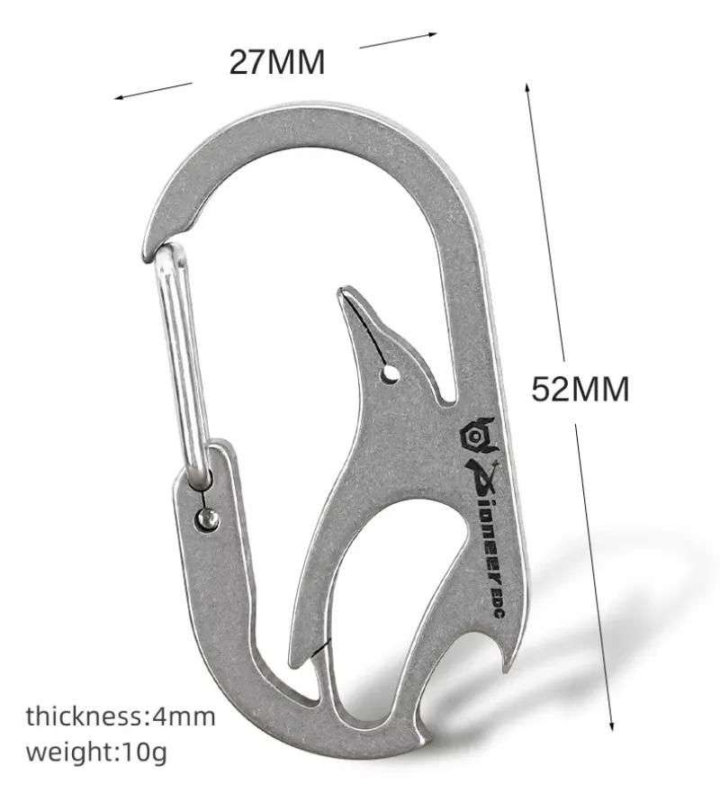 EDC Titanium Carabiner Keychain Multi Tool Bottle Opener Portable Backpack Hook Key Ring Outdoor Camping Backpack Accessory