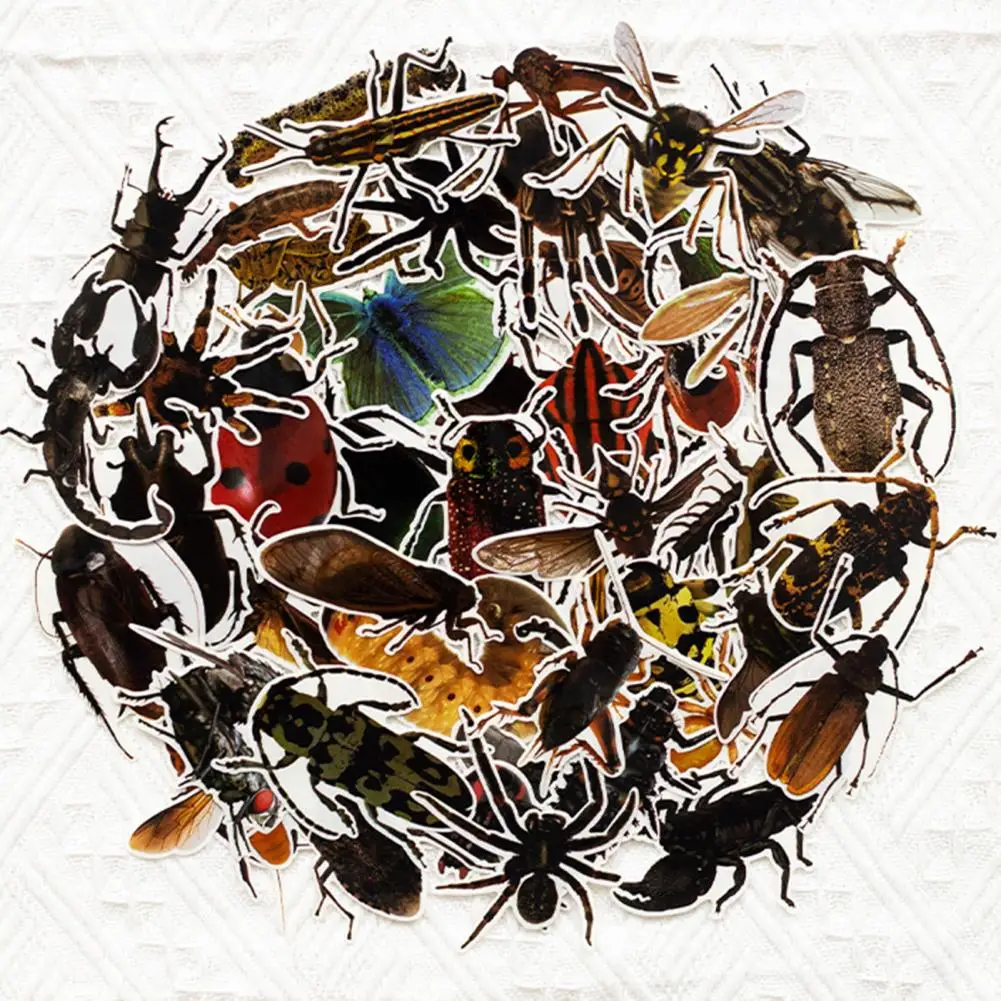 Removable Sticker Sticker Set 50-piece Set of Realistic Stickers Waterproof Pvc Decals for Diy Luggage Skateboards Scrapbooks