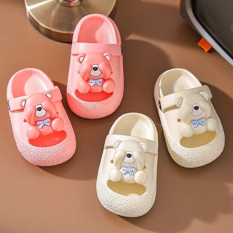 Kids Summer Clogs, Waterproof Closed Toe Anti-Collision Cartoon Slippers, Indoor & Outdoor Sandals for Toddler Boys & Girls