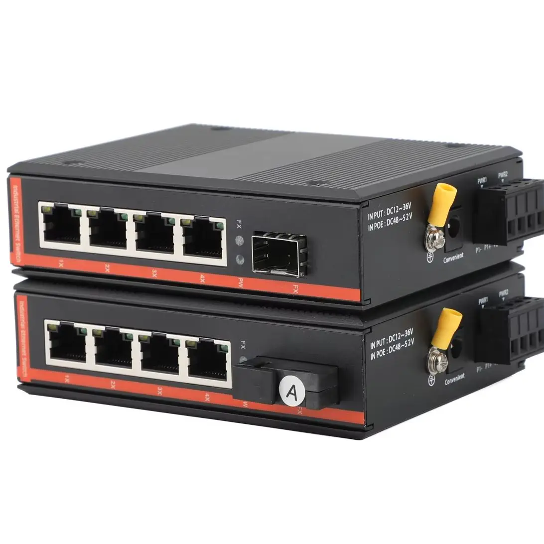 1 PCS Industrial-grade Photoelectric Converter - 1 Optical Port & 4 Electrical Ports with SC Interface & SFP Transceiver