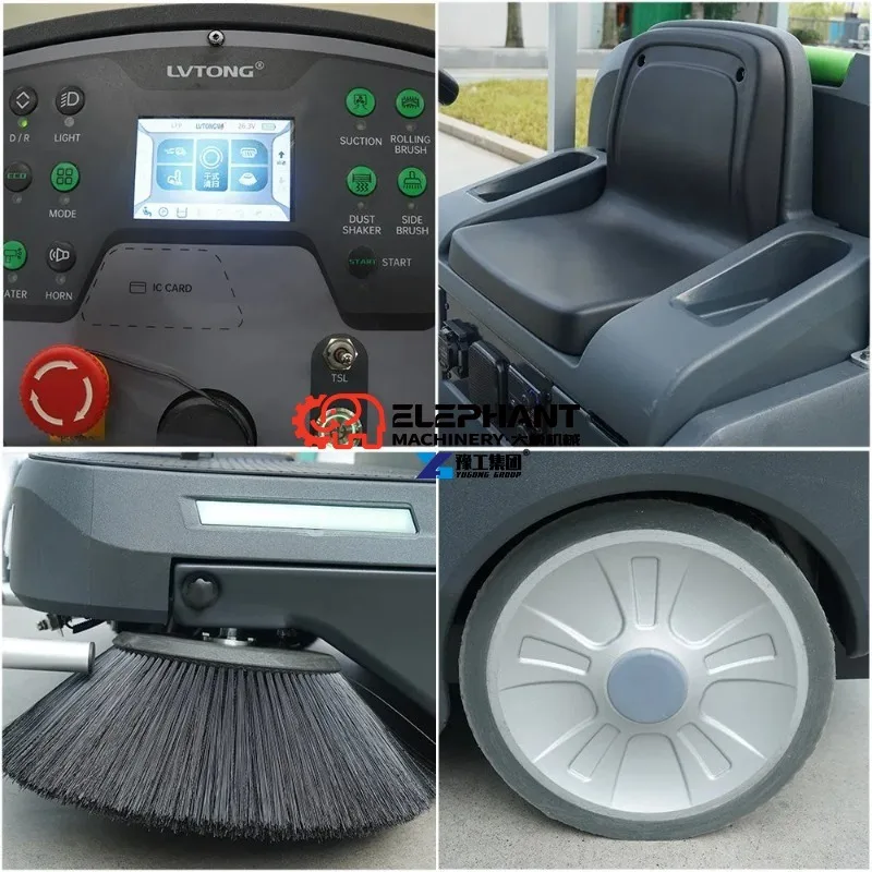 Industrial Electric Outdoor Road Floor Sweeper Machine with IC Card Startup One Key Operation and Dry Wet Sweeping Modes
