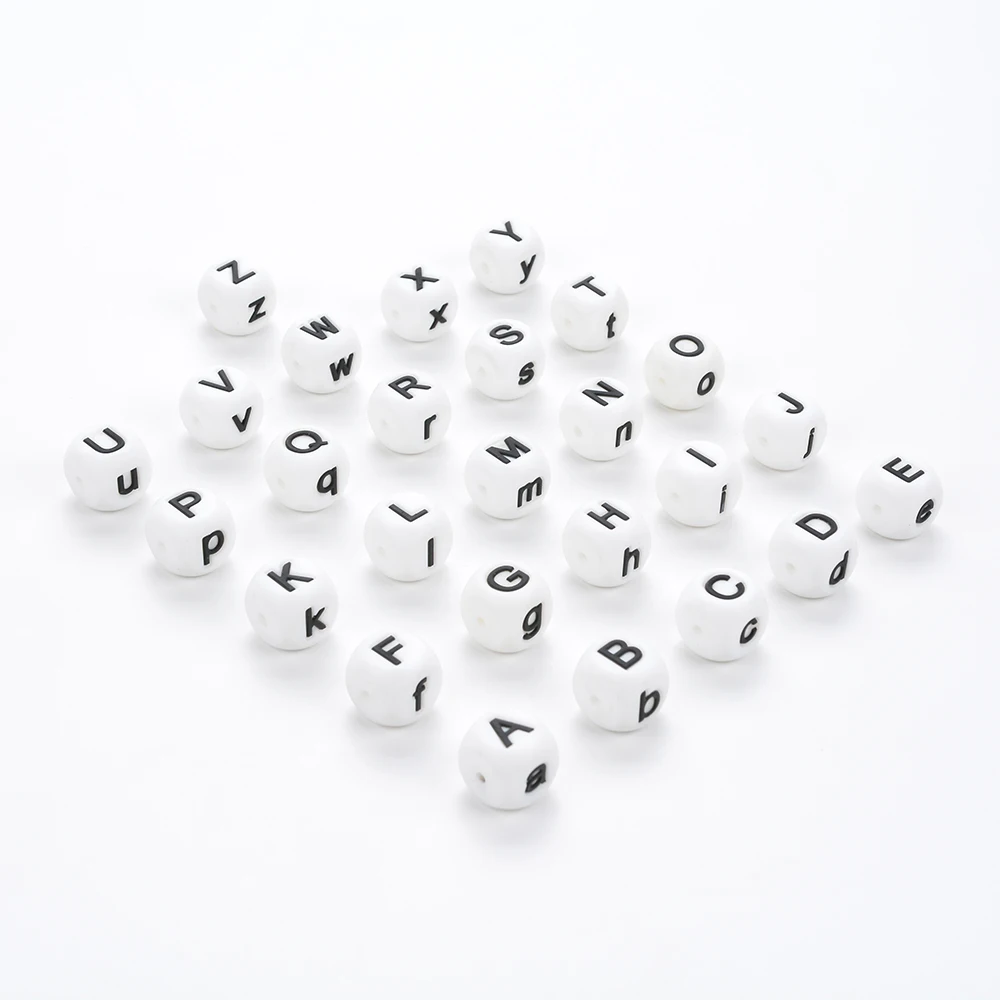 LOFCA Silicone Alphabet Beads 10pcs 16mm Silicone letter beads BPA free For Jewelry DIY jewelry making accessories