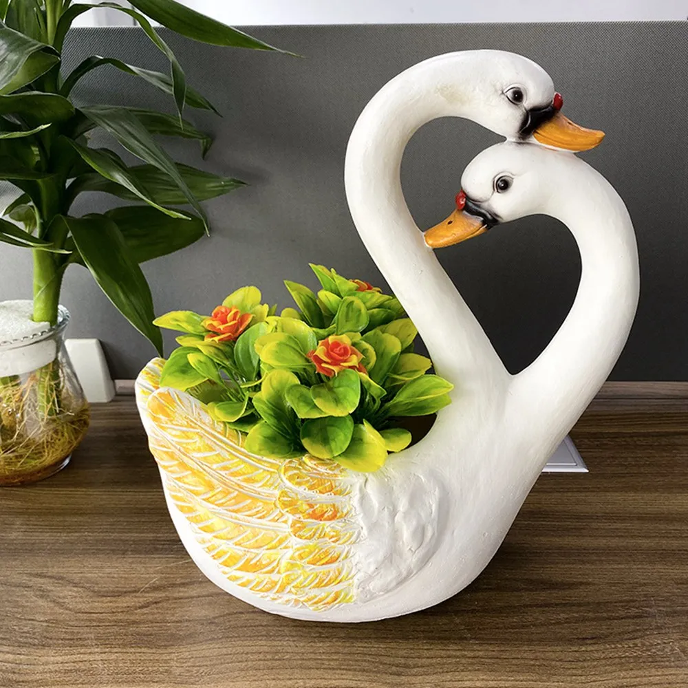 

Outdoor flower pots swan flower pots resin crafts balcony courtyard decor sculpture decor courtyard landscape lights Party Home