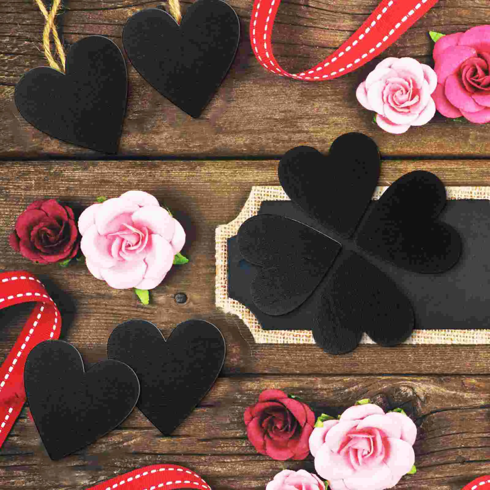 20 Pcs Heart Shaped Blackboard Table Decor Wooden Craft Shapes The Sign Baubles Hearts Small Love-heart for Crafting