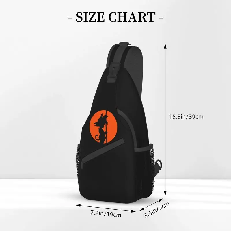 Cartoon Anime Sling Peito Crossbody Bag para homens, mochila de ombro casual, viagem, ciclismo, logotipo Goku