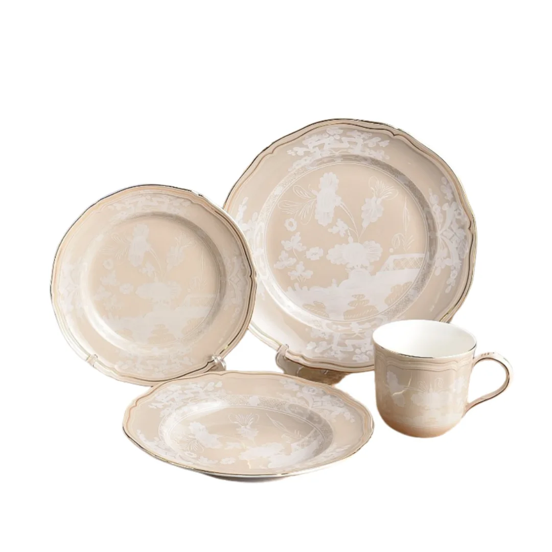 

Italian 1735 Oriental Porcelain Coffee Mug Set With Coffee Bean Design Machine Safe Cup Saucer Teapot Sugar Milk Jug Gift