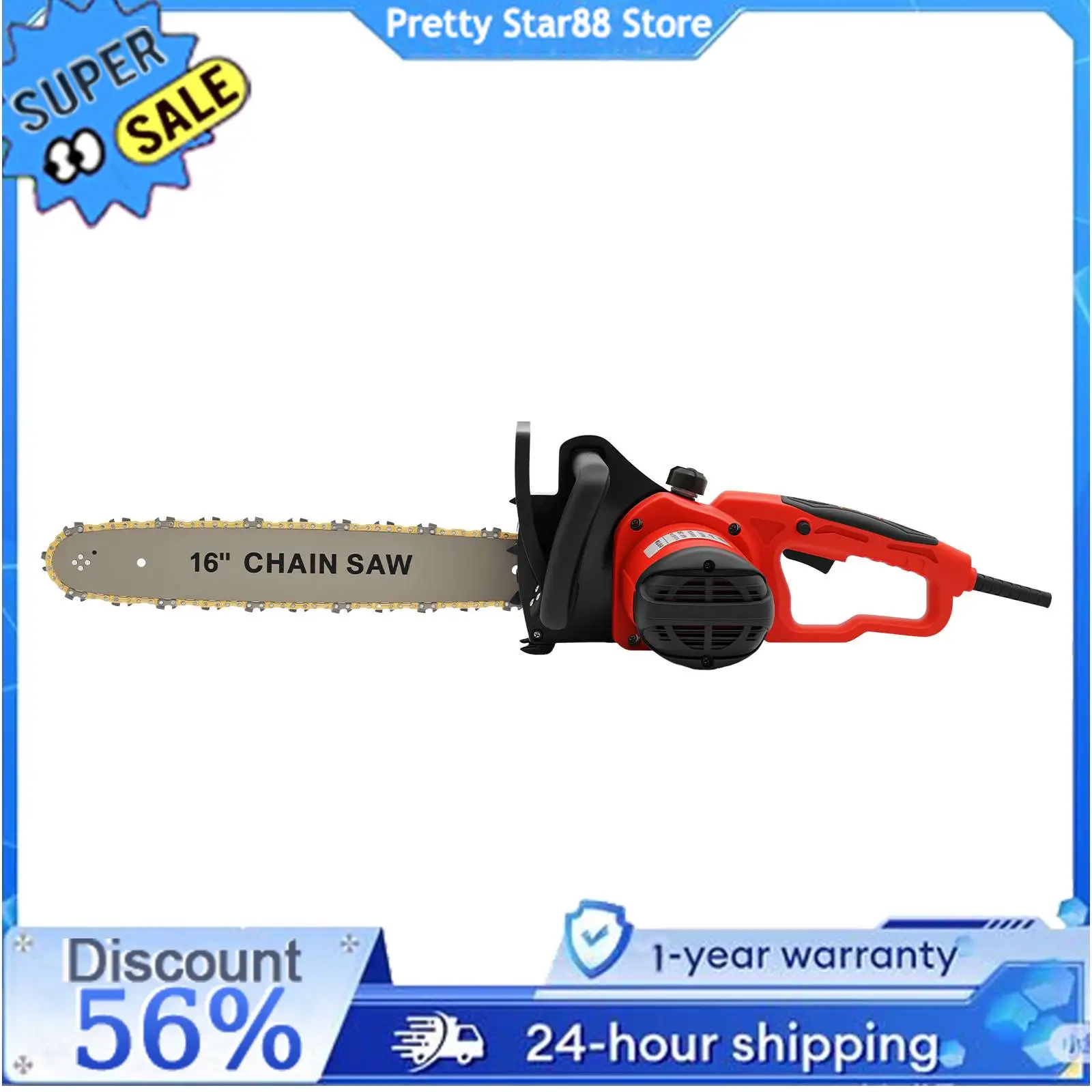 Motosega 7018 motore 2000W forte potenza 16in tutto rame rosso 220V catena per sega elettrica con ingranaggio in metallo