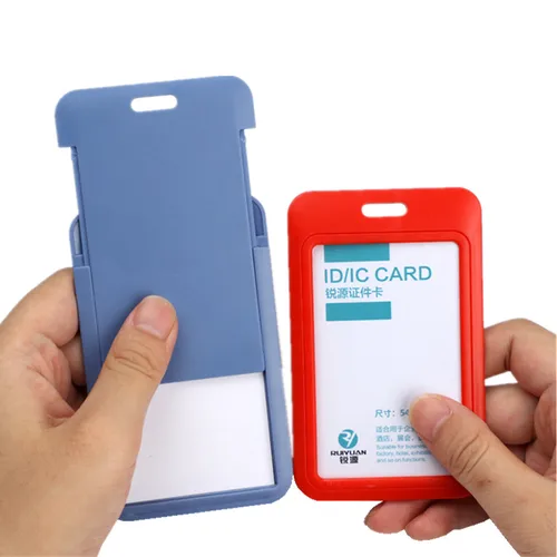 Portatarjetas deslizante a la moda, cordón de nailon de Color caramelo, funda de empuje fácil, etiqueta de identificación, permiso de trabajo, funda para tarjeta de trabajo de empleado