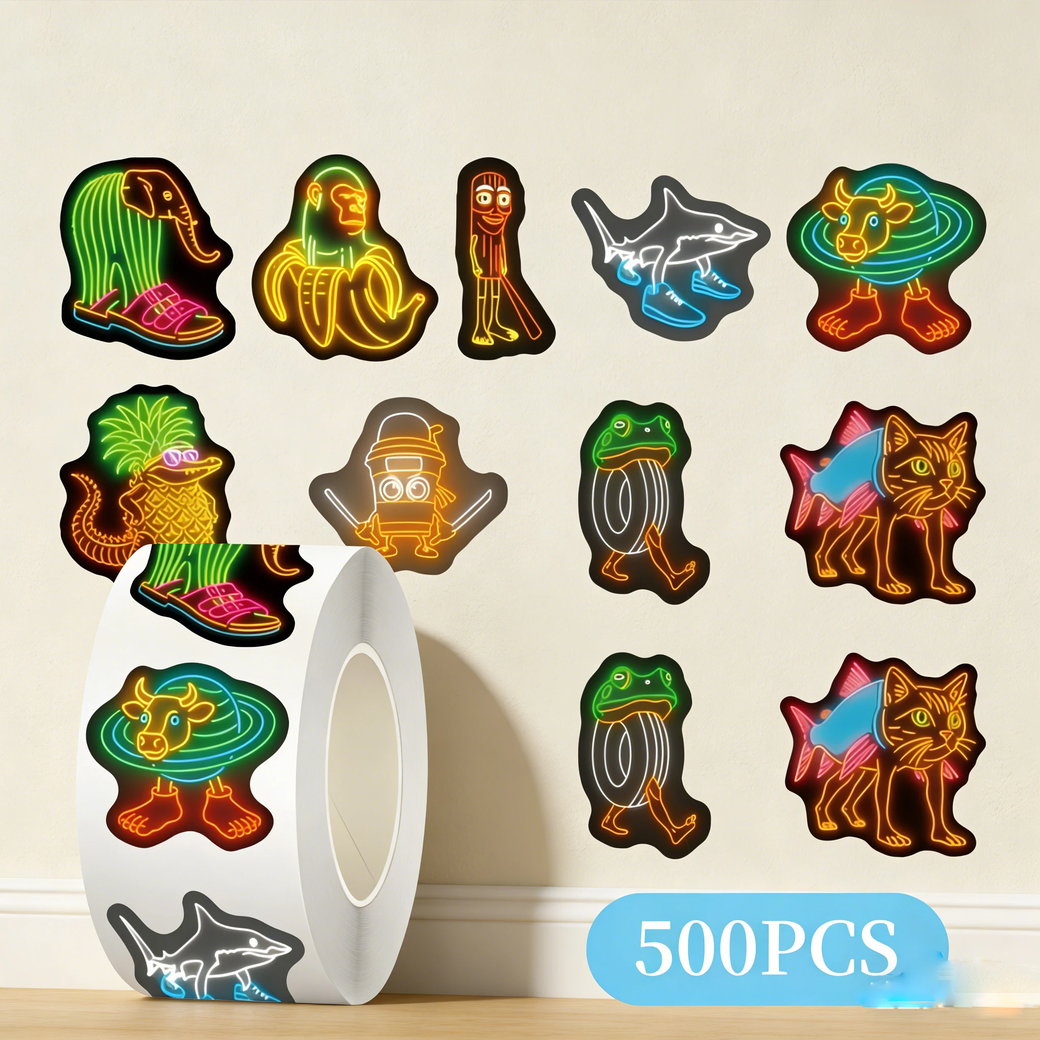500PCS Italian Brainrot 1 Roll Tape AI TungTung Sahur Abstract Sticker PVC Roll DIY Toy Stickers Laptop Decals Sticker Gifts Toy