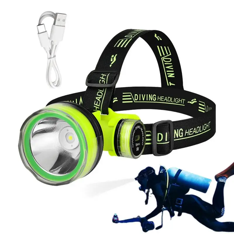 

Portable Rechargeable Diving Headlight 350m Underwater 2 Light Modes Waterproof Super Bright LED Diver Spearfishing Headlamp new