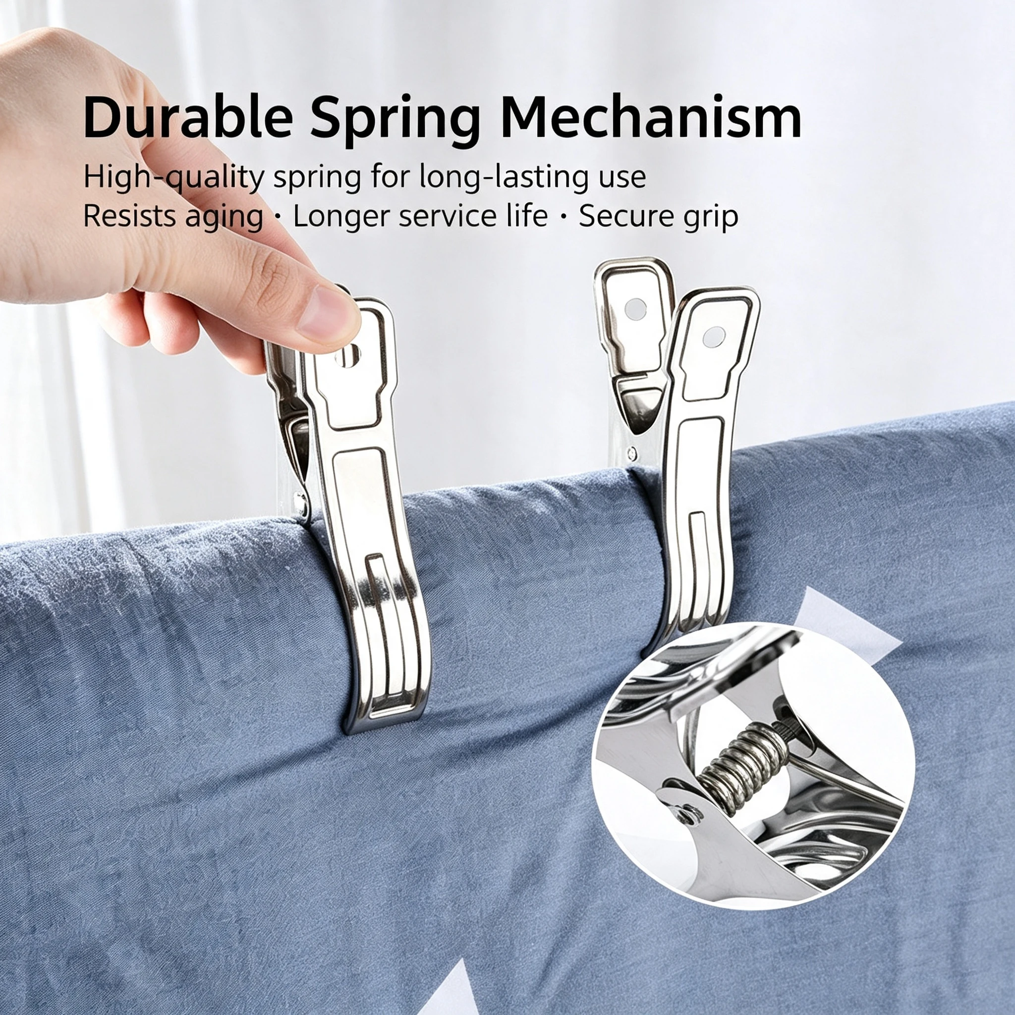 Large Clothespin Stainless Steel Laundry Pinch Pin Washing Clips Clothes Pegs Home Bathroom Organization Windproof Towels Socks