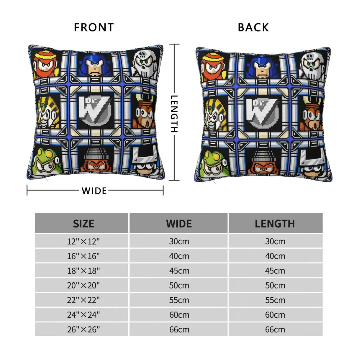 Mega Man 4 Boss Select Square Pillowcase Polyester Linen Velvet Printed Zip Decor Car Cushion Cover